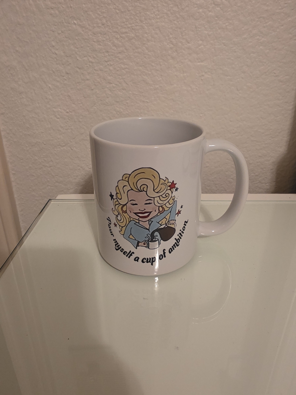 Vintage Dolly Pardon White Ceramic Coffee Mug